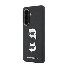 Karl Lagerfeld Liquid Silicone Metal Karl and Choupette Zadní Kryt pro Samsung Galaxy A57 Black