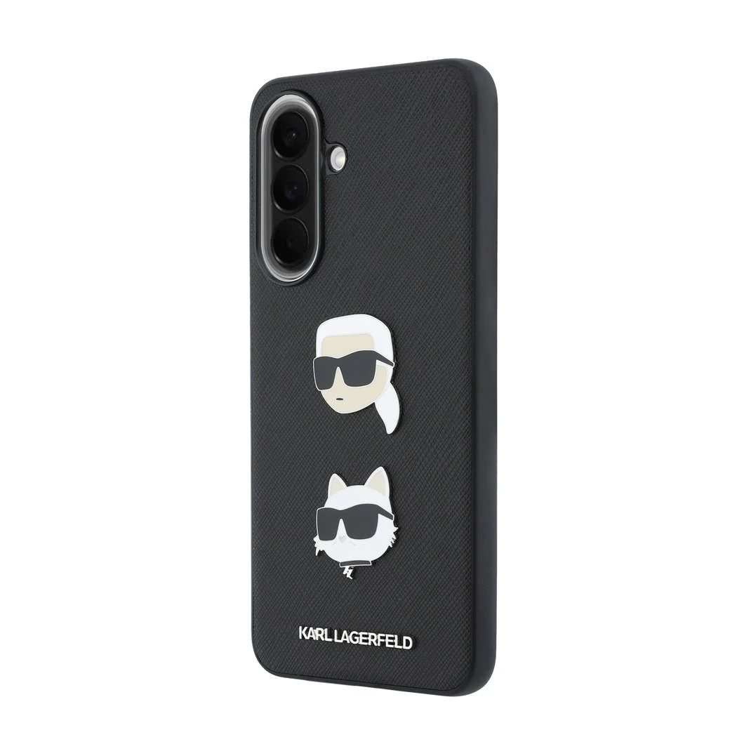 Karl Lagerfeld Liquid Silicone Metal Karl and Choupette Zadní Kryt pro Samsung Galaxy A57 Black