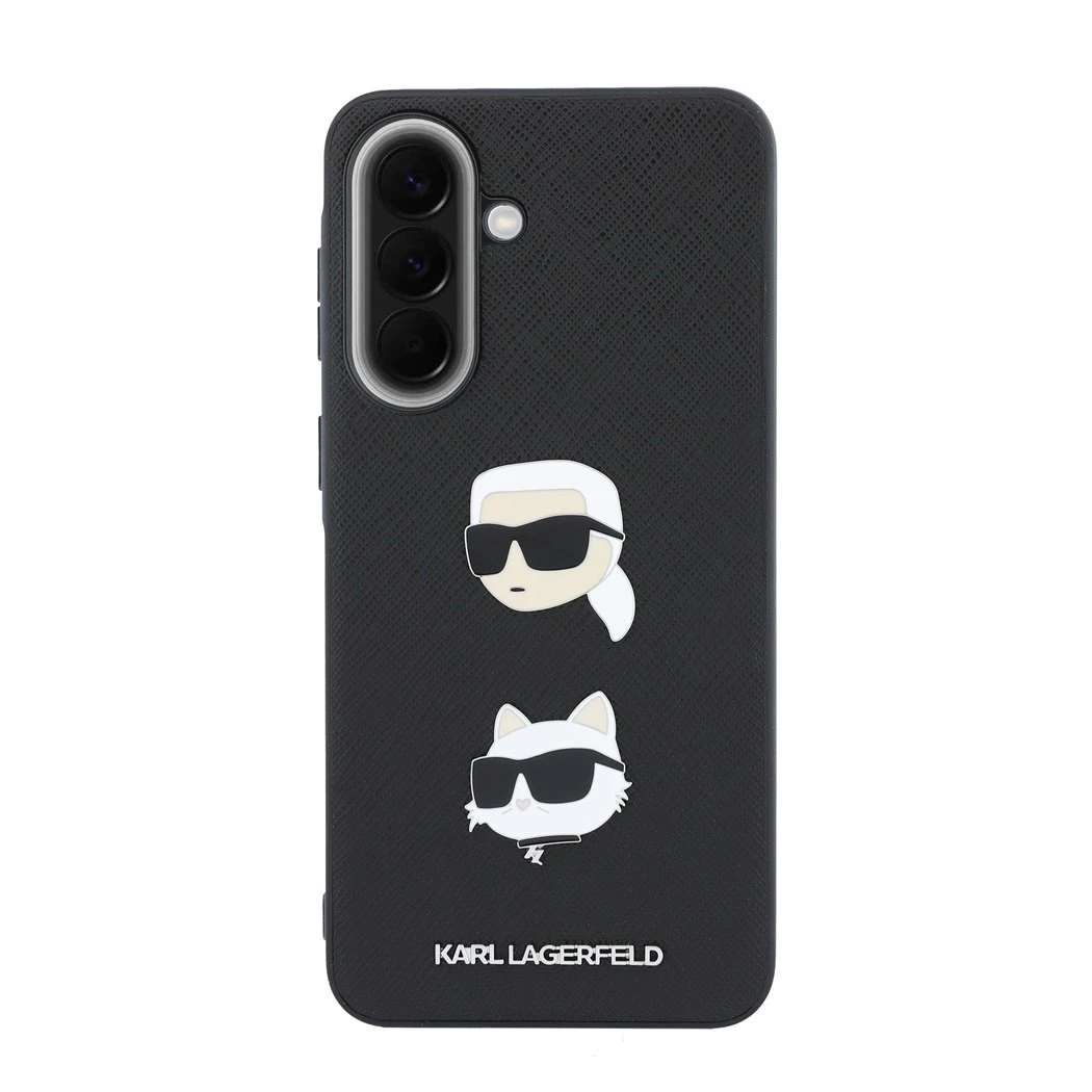 Karl Lagerfeld Liquid Silicone Metal Karl and Choupette Zadní Kryt pro Samsung Galaxy A57 Black