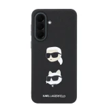 Karl Lagerfeld Liquid Silicone Metal Karl and Choupette Zadní Kryt pro Samsung Galaxy A37 Black