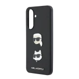 Karl Lagerfeld Liquid Silicone Metal Karl and Choupette Zadní Kryt pro Samsung Galaxy A37 Black