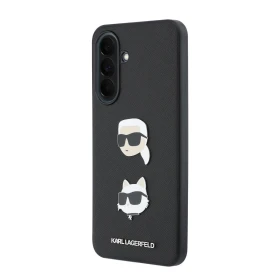 Karl Lagerfeld Liquid Silicone Metal Karl and Choupette Zadní Kryt pro Samsung Galaxy A37 Black