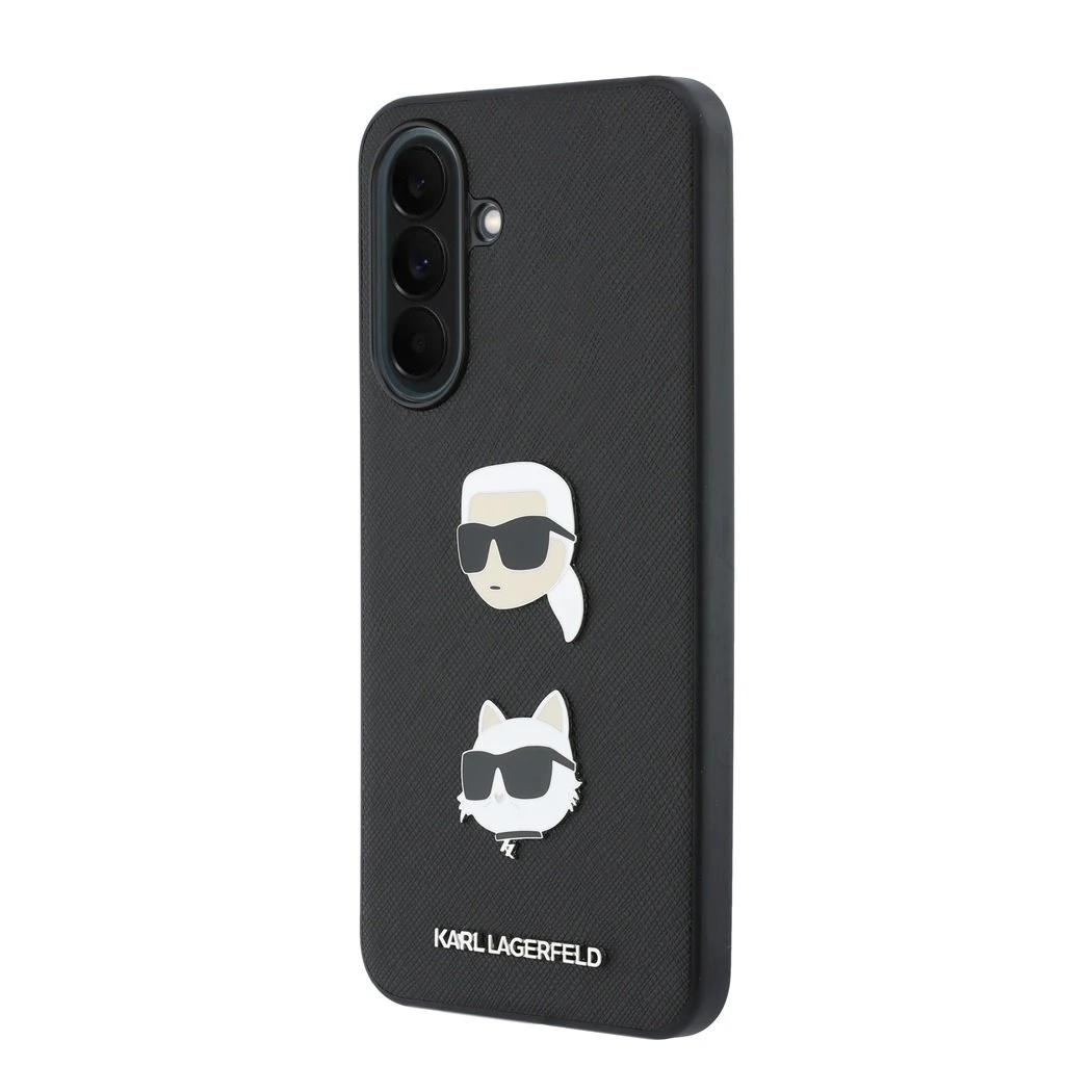 Karl Lagerfeld Liquid Silicone Metal Karl and Choupette Zadní Kryt pro Samsung Galaxy A37 Black