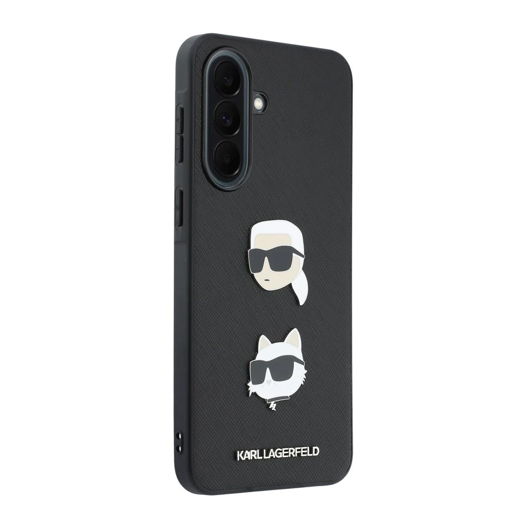 Karl Lagerfeld Liquid Silicone Metal Karl and Choupette Zadní Kryt pro Samsung Galaxy A37 Black