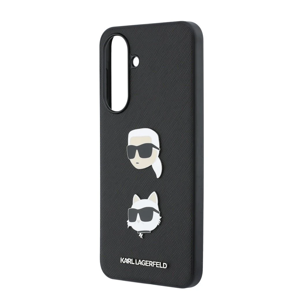 Karl Lagerfeld Liquid Silicone Metal Karl and Choupette Zadní Kryt pro Samsung Galaxy A37 Black