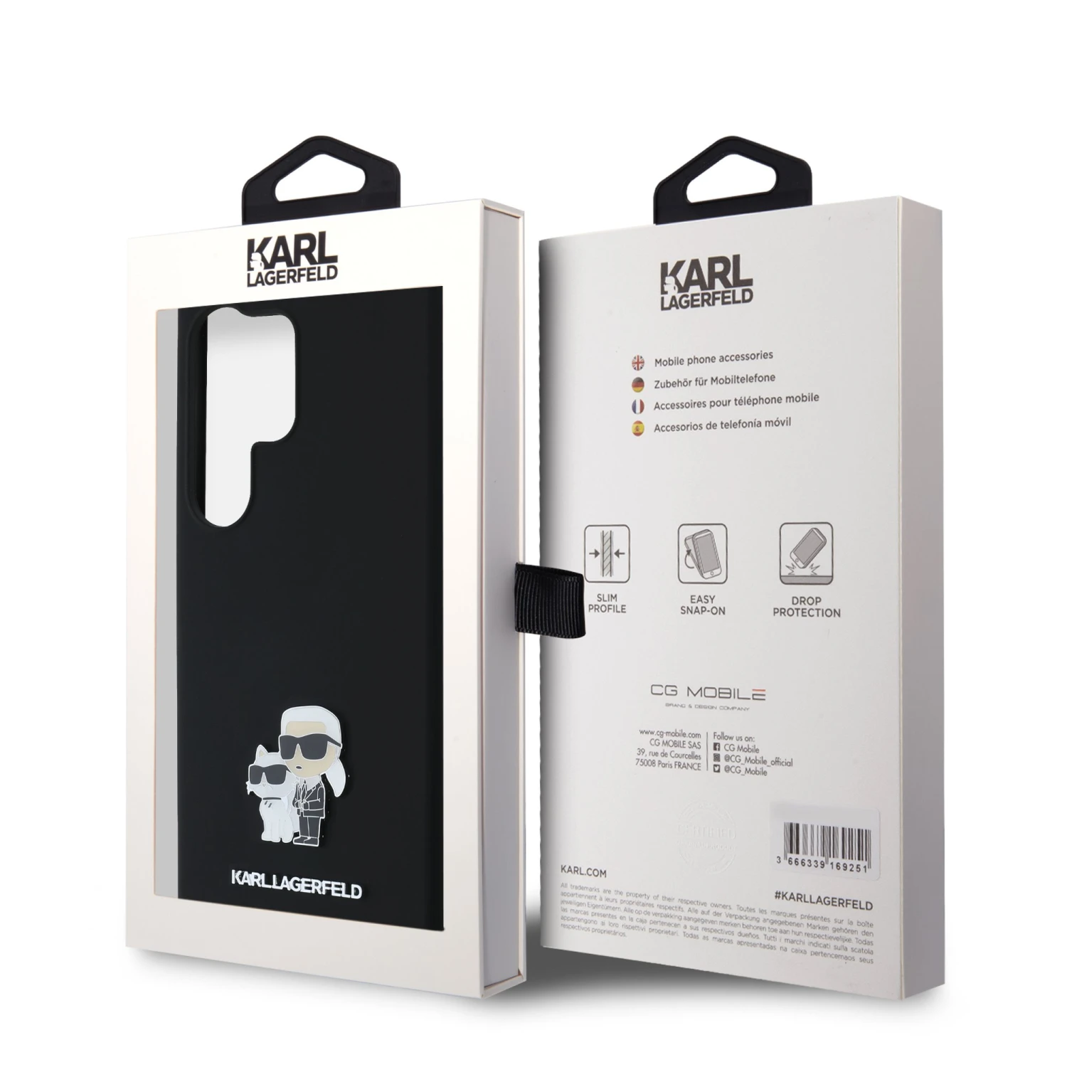 Karl Lagerfeld Liquid Silicone Metal Karl and Choupette Zadní Kryt pro Samsung Galaxy S24 Ultra Black