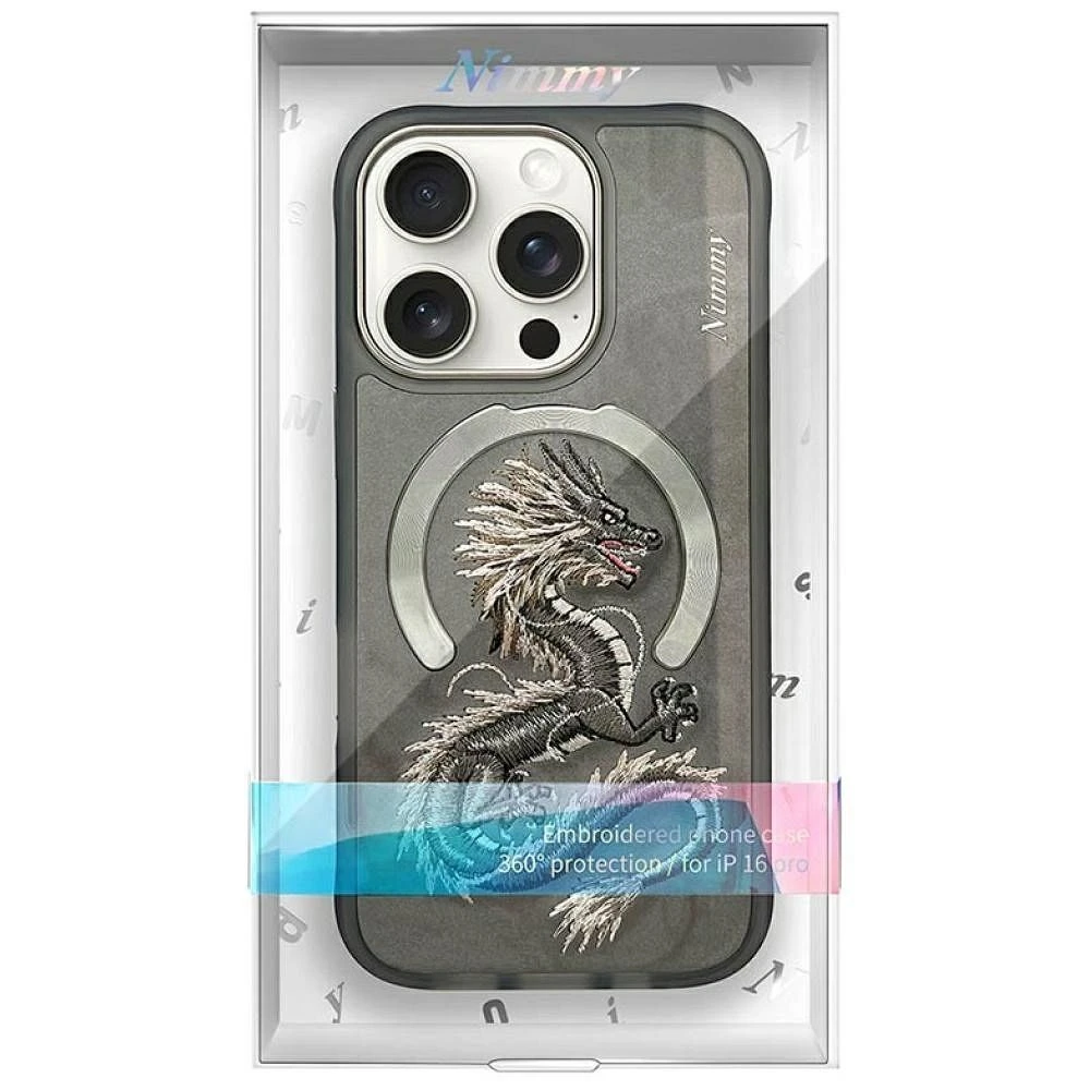 Zadní kryt NIMMY case DRAGON MagSafe pro Apple IPHONE 16 Pro Max, šedá