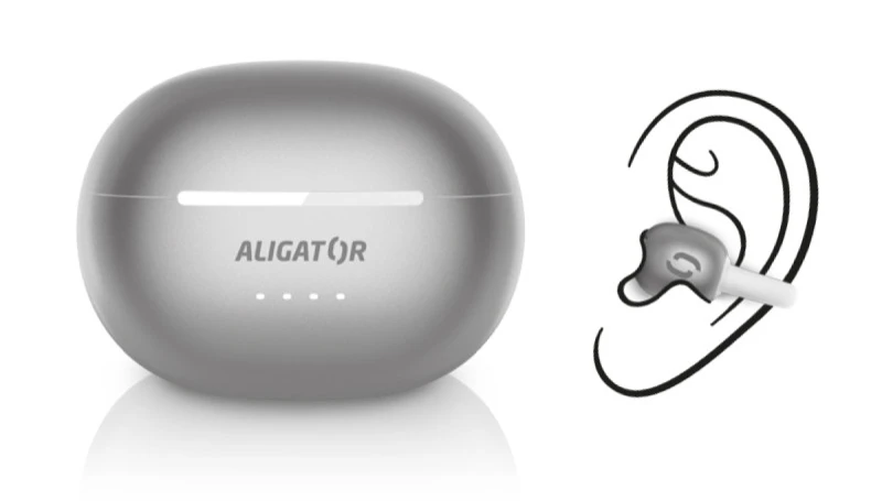 Bluetooth sluchátka ALIGATOR Clip, stříbrná