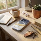 Case for iPhone 17 Pro Max Golden compatible with MagSafe white