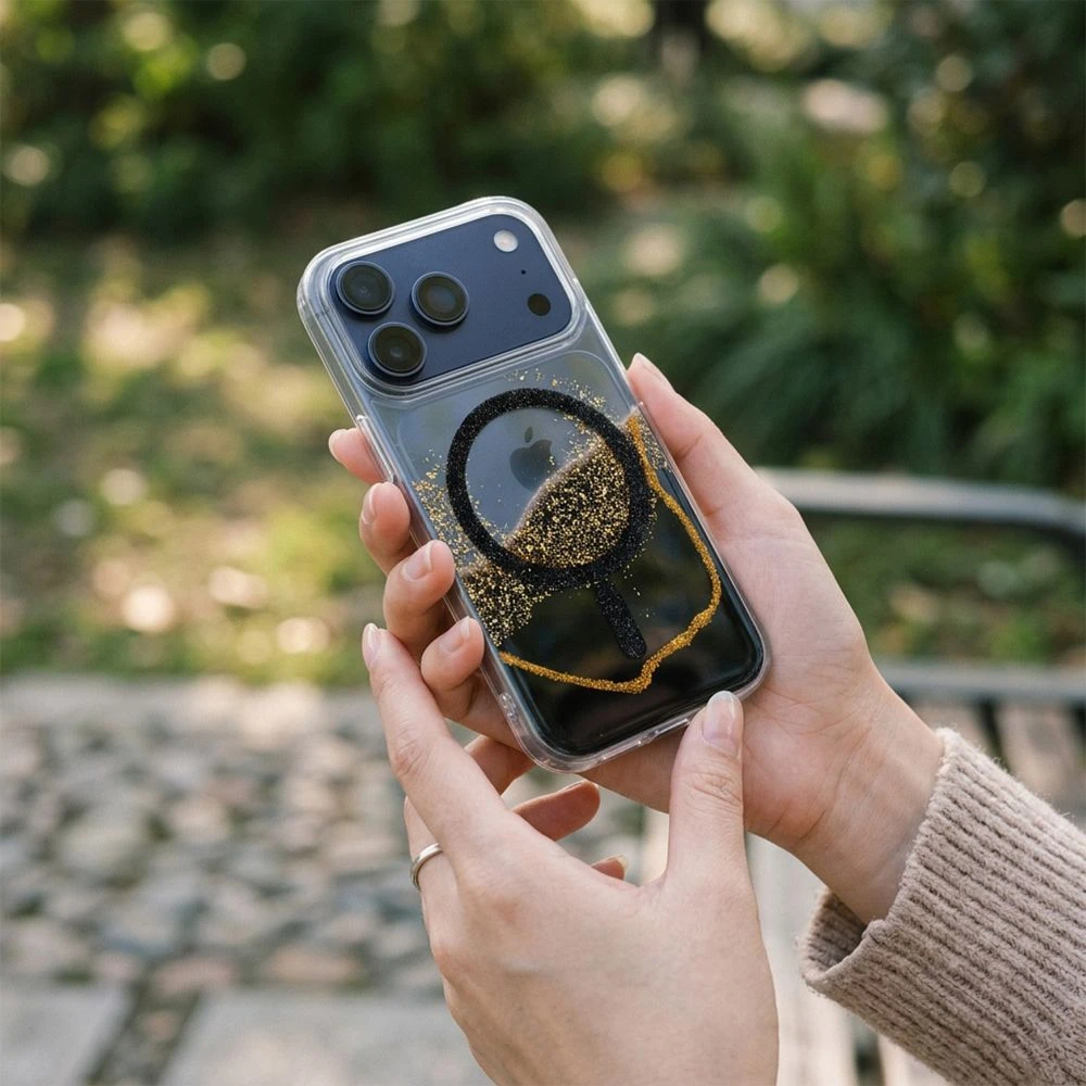 Case for iPhone 17 Golden compatible with MagSafe black