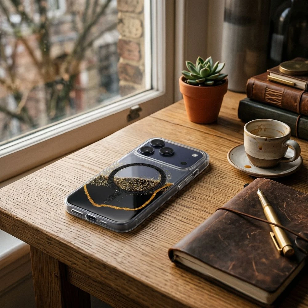 Case for iPhone 17 Golden compatible with MagSafe black