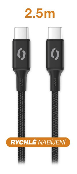 Datový kabel ALIGATOR POWER 5A 240W, USB-C/USB-C 2,5m