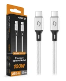 Datový kabel ALIGATOR PREMIUM 5A 100W, USB-C/USB-C, bílá