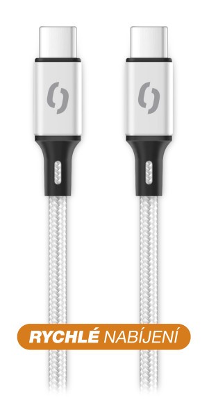 Datový kabel ALIGATOR PREMIUM 5A 100W, USB-C/USB-C, bílá