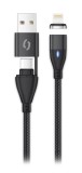 Datový kabel ALIGATOR MAGNETIC 3A 30W, USB-C+USB/Lightning 1,5m