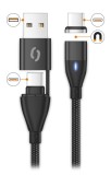 Datový kabel ALIGATOR MAGNETIC 3A 65W, USB-C+USB/USB-C 1,5m