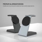 Stojánek s bezdrátovým nabíjením 3v1 FIXED MagPowerstation Alu for Samsung s podporou MagSafe, 25W+5W+2W, Qi2.2, space gray