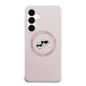 Karl Lagerfeld Liquid Silicone K&CH Heads MagSafe Zadní Kryt pro Samsung Galaxy S25 FE Pink