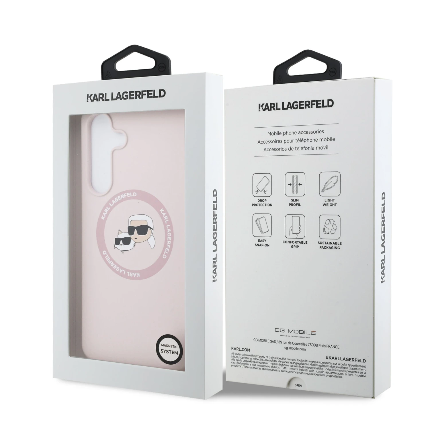 Karl Lagerfeld Liquid Silicone K&CH Heads MagSafe Zadní Kryt pro Samsung Galaxy S25 FE Pink