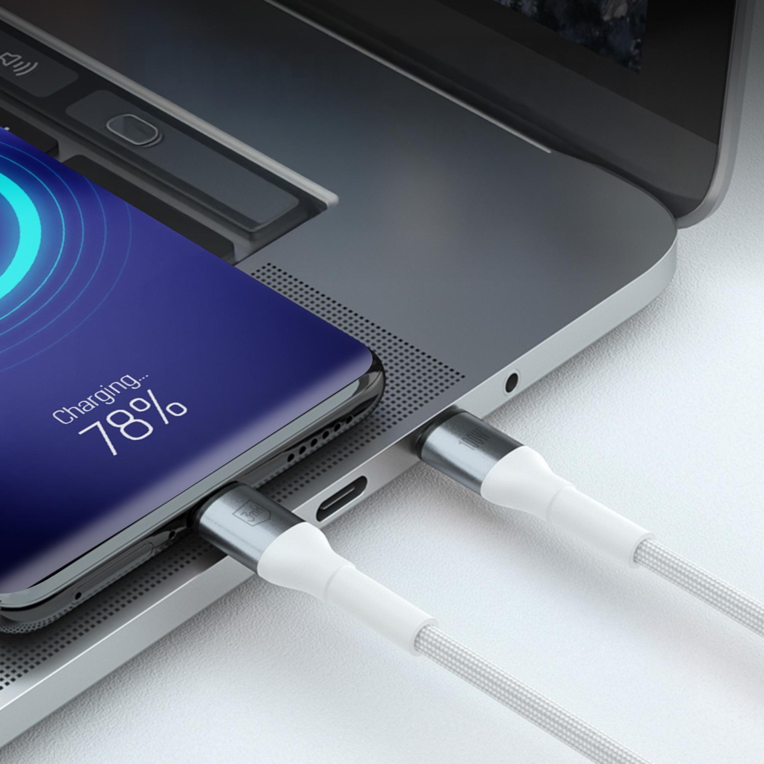 Kabel 3mk Hyper Cable N-SERIES USB-C to C 2m PD 3.0 QC 3.0 20V/5A 100W, bílá