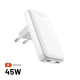 FIXED Slim Traveller s 2x USB-C s vyměnitelnými adaptéry, GaN 45W, bílá