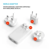 FIXED Slim Traveller s 2x USB-C s vyměnitelnými adaptéry, GaN 45W, bílá