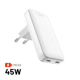 FIXED Slim Traveller s 2x USB-C s vyměnitelnými adaptéry, GaN 45W, bílá