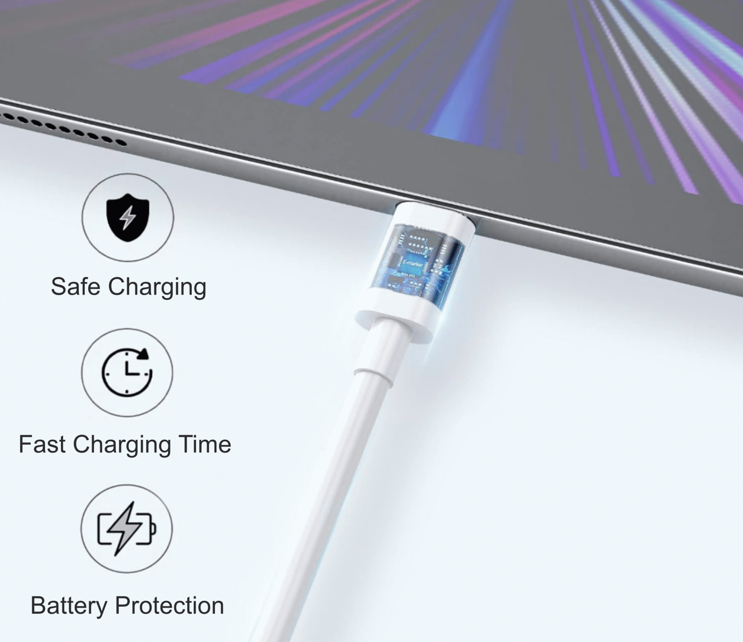 Kabel iPEAX TPU USB-A / LIGHTNING 1M, USB 2.0, bílá