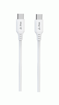 Kabel iPEAX TPU USB-C / USB-C 1M, USB 2.0, bílá