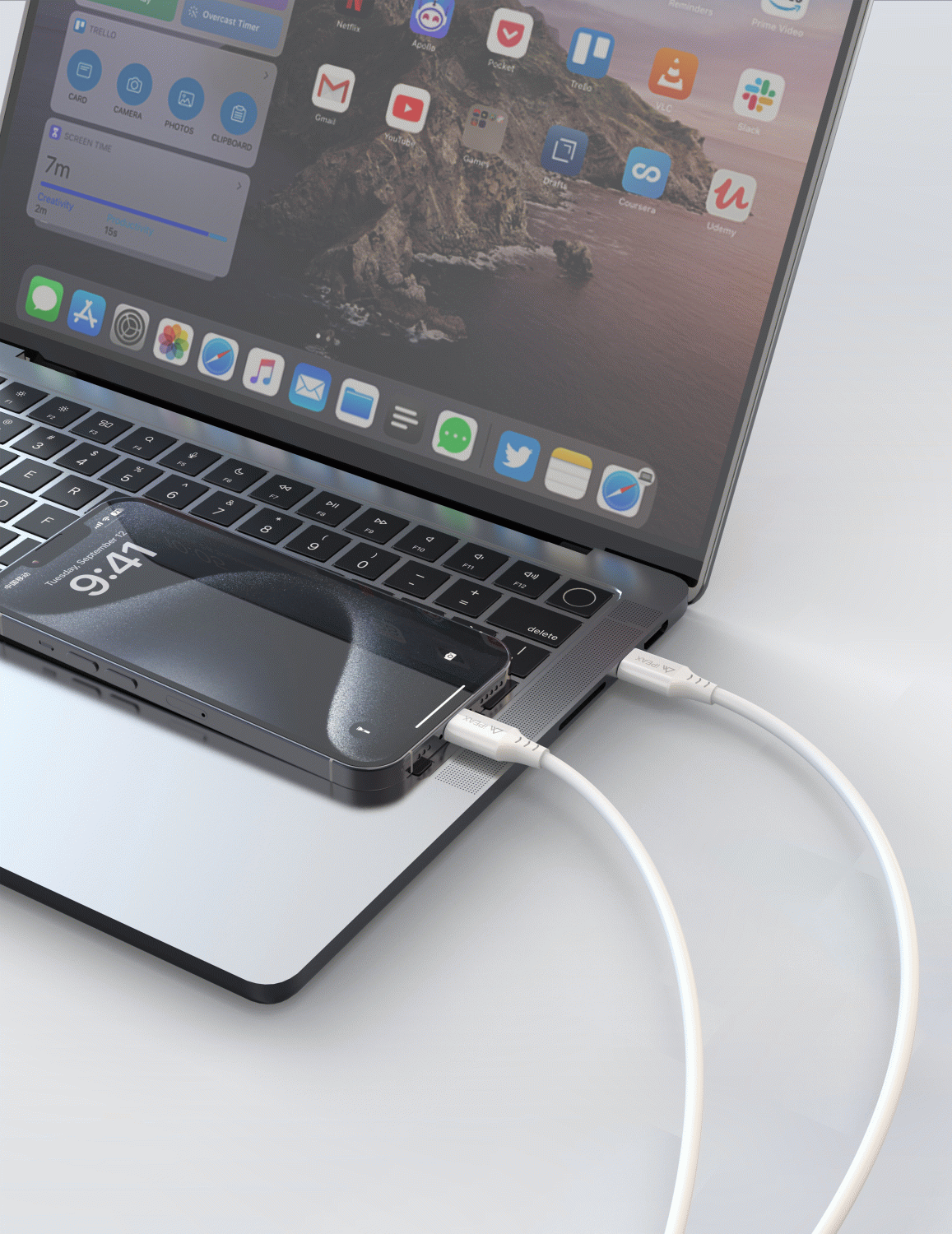 Kabel iPEAX TPU USB-C / USB-C 1,5M, 5A, 100W, bílá
