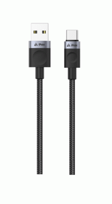 Kabel iPEAX TEXTILNÍ USB-A / USB-C 1,5M, USB 2.0, černá