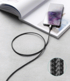 Textilní kabel iPEAX USB-C / USB-C 1,5M, USB 2.0, černá