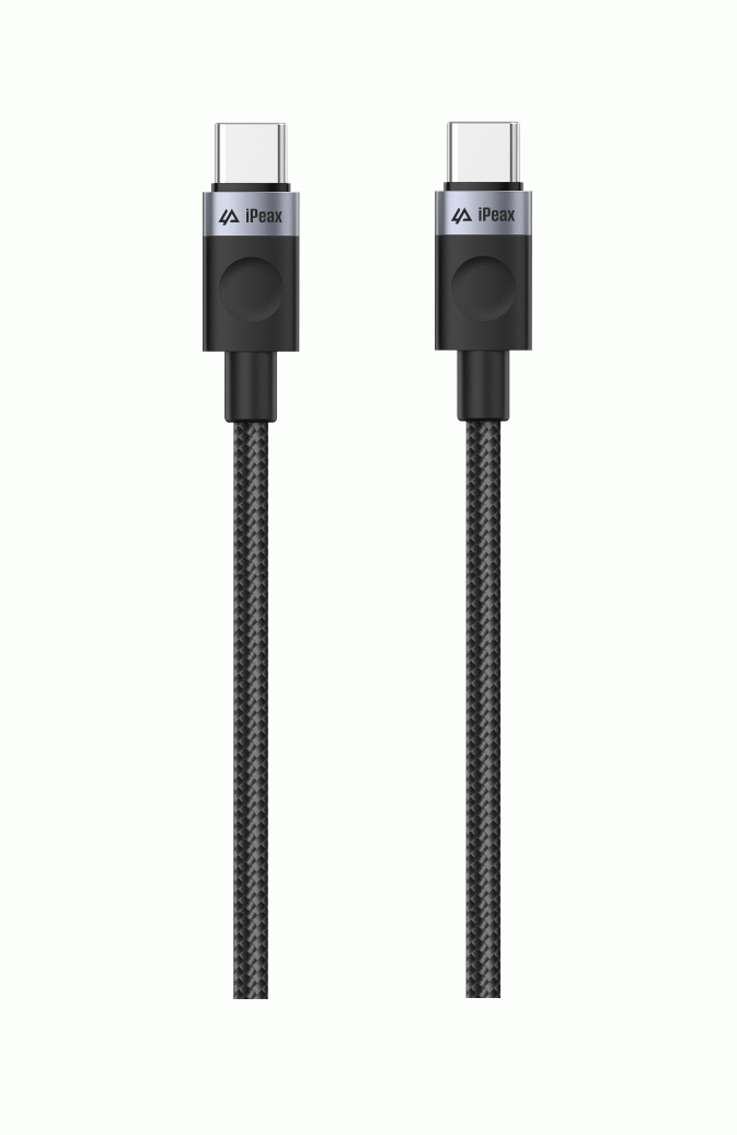Textilní kabel iPEAX USB-C / USB-C 1,5M, USB 2.0, černá