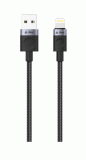 Textilní kabel iPEAX USB-A / LIGHTNING 1M, USB 2.0, černá