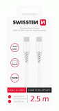 DATOVÝ KABEL SWISSTEN TPE USB-C/USB-C POWER DELIVERY 5A (100W) 2,5 M, BÍLÁ