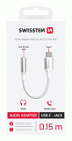 AUDIO ADAPTÉR SWISSTEN TEXTILE USB-C / 3,5mm AUX 0,15 M, BÍLÁ