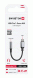 AUDIO ADAPTÉR SWISSTEN TEXTILE USB-C / 3,5mm AUX 0,15 M, ČERNÁ