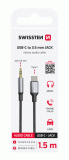 AUDIO ADAPTÉR SWISSTEN TEXTILE USB-C / 3,5 mm JACK, 1,5M, ČERNÁ