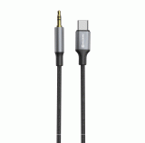 AUDIO ADAPTÉR SWISSTEN TEXTILE USB-C / 3,5 mm JACK, 1,5M, ČERNÁ