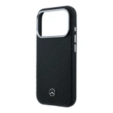 Mercedes PU Leather Semi Wrap MagSafe Zadní Kryt pro iPhone 17 Pro Max Black