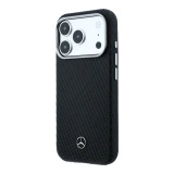Mercedes PU Leather Semi Wrap MagSafe Zadní Kryt pro iPhone 17 Pro Black