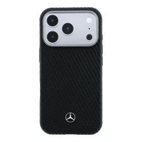 Mercedes PU Leather Semi Wrap MagSafe Zadní Kryt pro iPhone 17 Pro Black