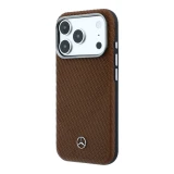 Mercedes PU Leather Semi Wrap MagSafe Zadní Kryt pro iPhone 17 Pro Max Camel