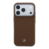 Mercedes PU Leather Semi Wrap MagSafe Zadní Kryt pro iPhone 17 Pro Max Camel