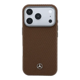 Mercedes PU Leather Semi Wrap MagSafe Zadní Kryt pro iPhone 17 Pro Max Camel