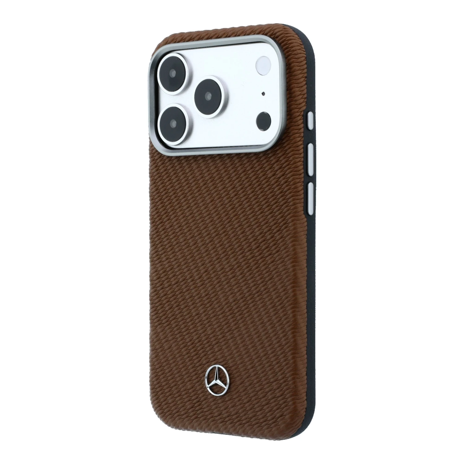 Mercedes PU Leather Semi Wrap MagSafe Zadní Kryt pro iPhone 17 Pro Max Camel