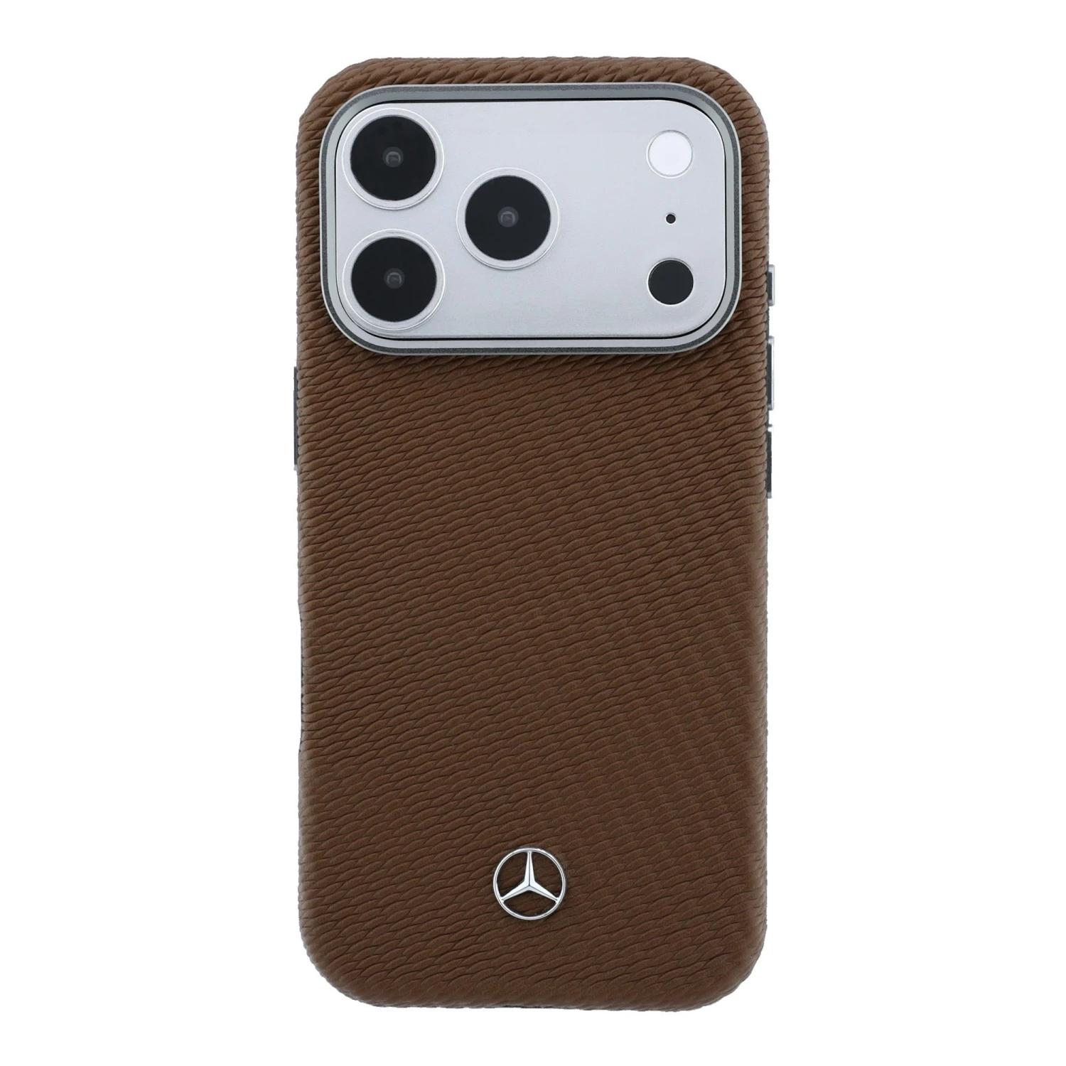 Mercedes PU Leather Semi Wrap MagSafe Zadní Kryt pro iPhone 17 Pro Max Camel