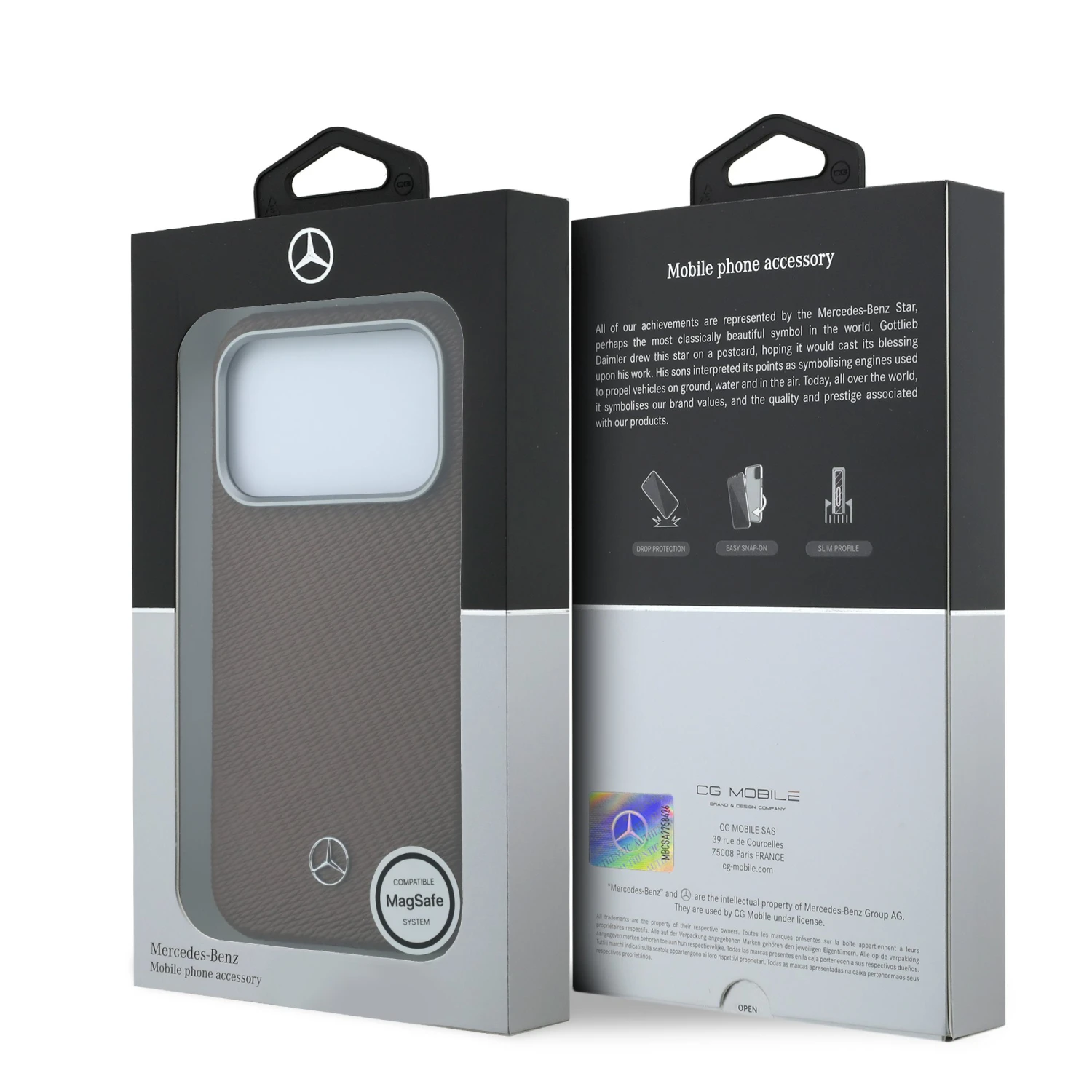 Mercedes PU Leather Semi Wrap MagSafe Zadní Kryt pro iPhone 17 Pro Camel