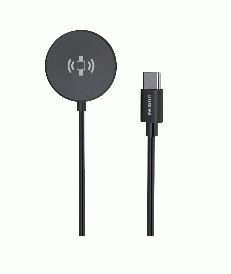 MAGNETICKÝ KABEL SWISSTEN PRO SAMSUNG GALAXY WATCH, USB-C 1.2 M, ČERNÁ
