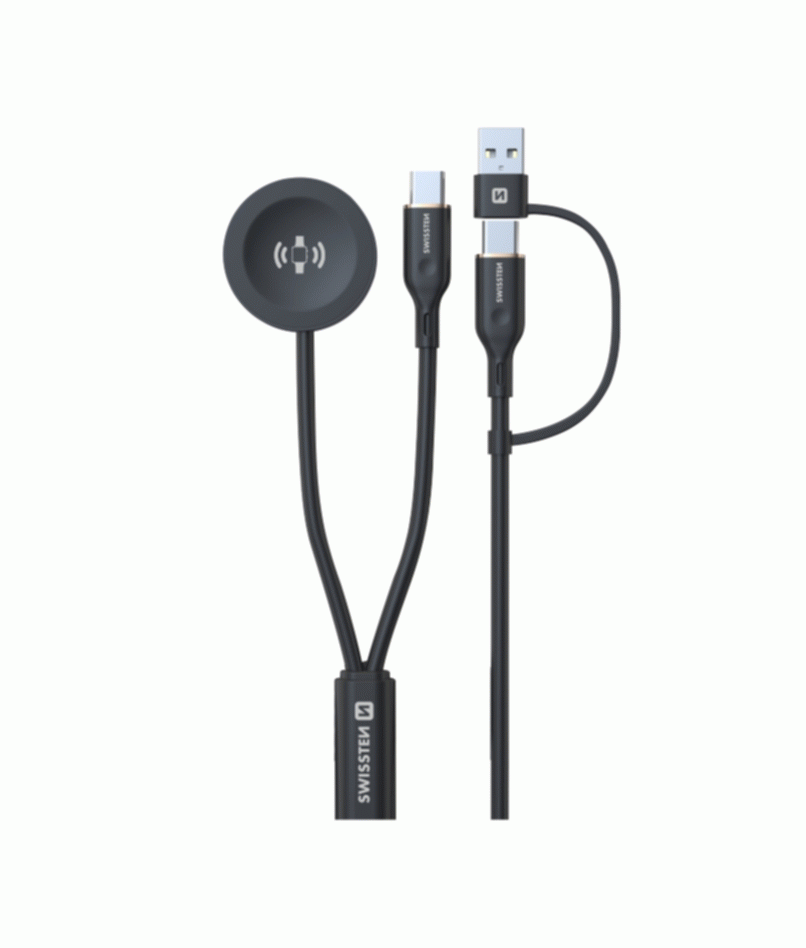 MAGNETICKÝ KABEL SWISSTEN 2v1 PRO SAMSUNG GALAXY WATCH A USB-C, USB-C (USB-A), 1.2 M, ČERNÁ